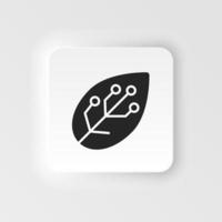 Leaf, smart, farm. Bioengineering neumorphic style vector icon. Biotechnology for health, researching. Molecular biology, biomedical and molecular engineering Neumorphism, neumorphic style icon