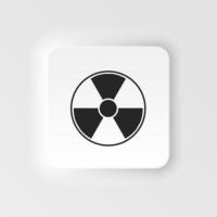 Radiation, danger, sign. Bioengineering neumorphic style vector icon. Biotechnology for health, researching. Molecular biology, biomedical and molecular engineering Neumorphism, neumorphic style icon