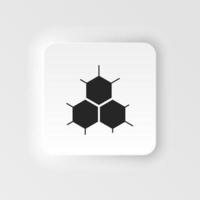 abeja, panal, inteligente. icono de vector de estilo neumórfico de bioingeniería. biotecnología para la salud, investigación. biología molecular, neumorfismo de ingeniería biomédica y molecular, icono de estilo neumórfico