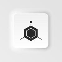 Molecules. Bioengineering neumorphic style vector icon. Biotechnology for health, researching. Molecular biology, biomedical and molecular engineering Neumorphism, neumorphic style icon