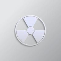 radiation, icon, danger, sign paper style. Grey color vector background- Paper style vector icon
