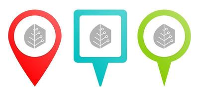 Symbiosis. Multicolor pin vector icon, diferent type map and navigation point. on white background