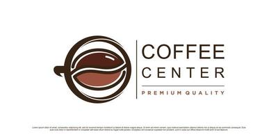 Coffee logo design template with pin point location and creative concept vector