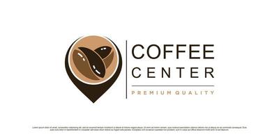 Coffee logo design template with pin point location and creative concept vector