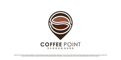 Coffee logo design template with pin point location and creative concept vector