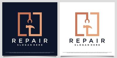 Home repair logo design template with creative element and unique concept vector