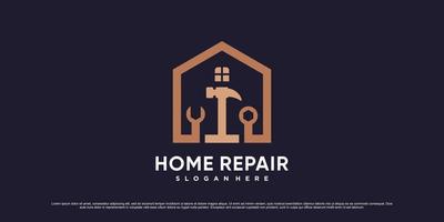 Home repair logo design template with creative element and unique concept vector