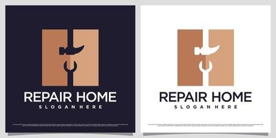 plantilla de diseño de logotipo de reparación de viviendas con elemento creativo y concepto único vector