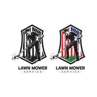 Lawn mower service logo icon isolated vector