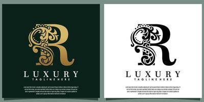 luxury logo design with initial letter R vector