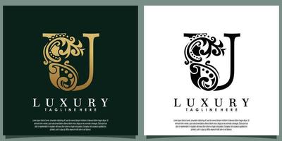 luxury logo design with initial letter U vector