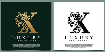 luxury logo design with initial letter X vector
