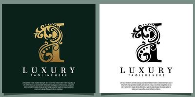 luxury logo design with initial letter I vector