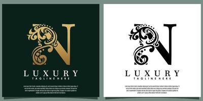 luxury logo design with initial letter N vector