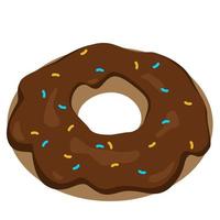 Donut with chocolate glaze and sprinkles vector