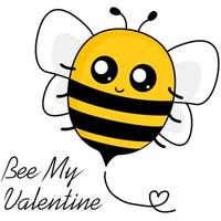 Bee with text Bee My Valentine vector