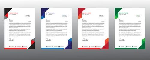 Corporate Letterhead Templates with Green Color red and black. vector