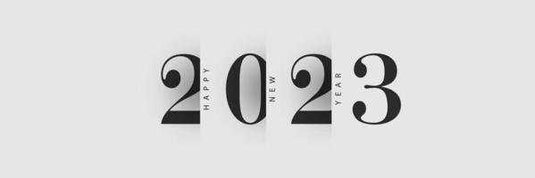 banner de feliz año nuevo 2023 en blanco y negro para publicación en redes sociales vector