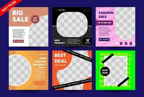 Collection of fashion business template design. Social media post and digital poster set. Frame background vector with sale, discount and shop.