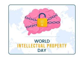 World Intellectual Property Day Illustration with Creativity and Light Bulb Idea for Web Banner or Landing Page in Flat Cartoon Hand Drawn Templates vector