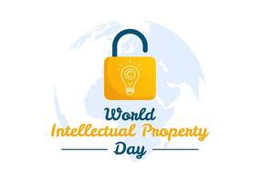 World Intellectual Property Day Illustration with Creativity and Light Bulb Idea for Web Banner or Landing Page in Flat Cartoon Hand Drawn Templates vector