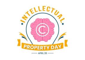 World Intellectual Property Day Illustration with Creativity and Light Bulb Idea for Web Banner or Landing Page in Flat Cartoon Hand Drawn Templates vector