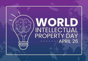 World Intellectual Property Day Illustration with Creativity and Light Bulb Idea for Web Banner or Landing Page in Flat Cartoon Hand Drawn Templates vector