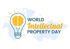 World Intellectual Property Day Illustration with Creativity and Light Bulb Idea for Web Banner or Landing Page in Flat Cartoon Hand Drawn Templates vector