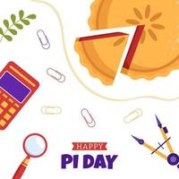 ilustración del día mundial pi con constantes matemáticas o plantillas dibujadas a mano de dibujos animados planos de pastel dulce horneado vector