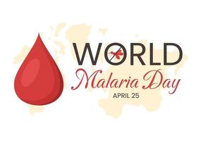 World Malaria Day on April 25 Illustration with Earth Protected from Mosquitoes in Flat Cartoon Hand Drawn for Web Banner or Landing Page Templates vector