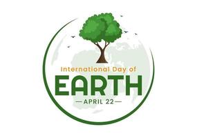 Happy Earth Day on April 22 Illustration with World Map Environment in Flat Cartoon Hand Drawn for Web Banner or Landing Page Templates vector