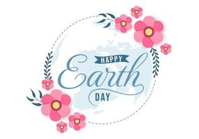 Happy Earth Day on April 22 Illustration with World Map Environment in Flat Cartoon Hand Drawn for Web Banner or Landing Page Templates vector