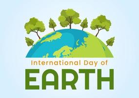 Happy Earth Day on April 22 Illustration with World Map Environment in Flat Cartoon Hand Drawn for Web Banner or Landing Page Templates vector