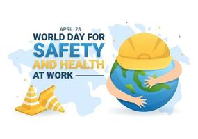 World Day Of Safety and Health at Work on April 28 Illustration with Mechanic Tool in Flat Cartoon Hand Drawn for Web Banner or Landing Page Template vector