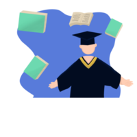 illustration of a scholar with book elements png