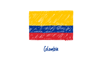 Colombia National Country Flag Pencil Color Sketch Illustration with Transparent Background png