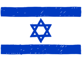 Israel nationell Land flagga penna Färg skiss illustration med transparent bakgrund png