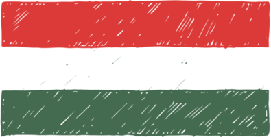 ungarische landesflagge bleistiftfarbe skizzenillustration mit transparentem hintergrund png