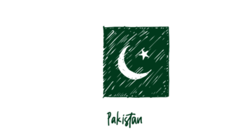 illustration de croquis de couleur de crayon de drapeau de pays national du pakistan avec fond transparent png