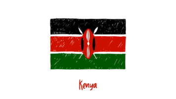 KenyaNational Country Flag Pencil Color Sketch Illustration with Transparent Background png