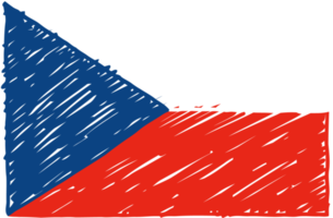 tjeck republik nationell Land flagga penna Färg skiss illustration med transparent bakgrund png