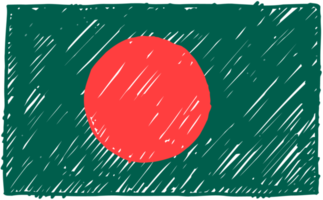 ilustração de esboço de cor de lápis de bandeira nacional de bangladesh com fundo transparente png