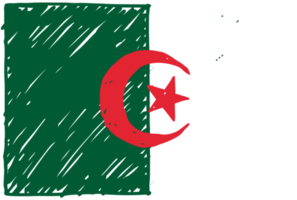 algeria nazionale nazione bandiera matita colore schizzo illustrazione con trasparente sfondo png