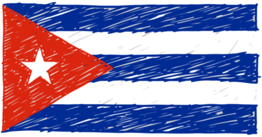 ilustração de esboço de cor de lápis de bandeira de país nacional de cuba com fundo transparente png