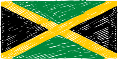 Jamaica nationaal land vlag potlood kleur schetsen illustratie met transparant achtergrond png