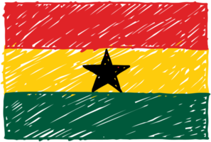 Ghana National Country Flag Pencil Color Sketch Illustration with Transparent Background png
