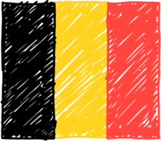 ilustração de esboço de cor de lápis de bandeira de país nacional de Bélgica com fundo transparente png