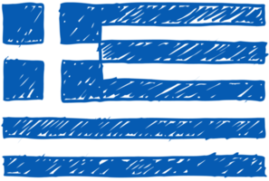 illustration de croquis de couleur de crayon de drapeau de pays national de grèce avec fond transparent png