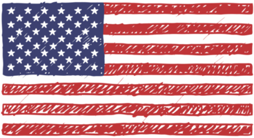 illustration de croquis de couleur de crayon de drapeau de pays national des états-unis avec fond transparent png