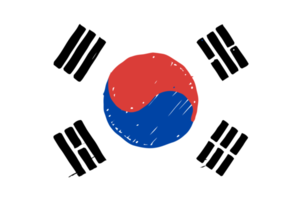 South Korea National Country Flag Pencil Color Sketch Illustration with Transparent Background png